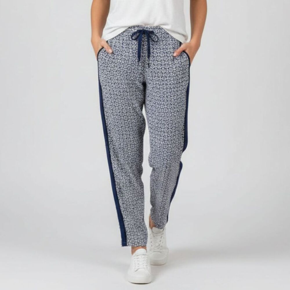 Anthropologie Hei Hei Blue White & Red Print Casual Pants M
